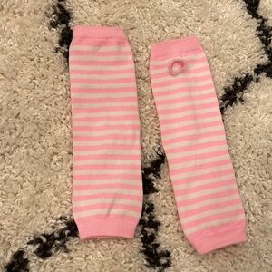 Pink and white gloves